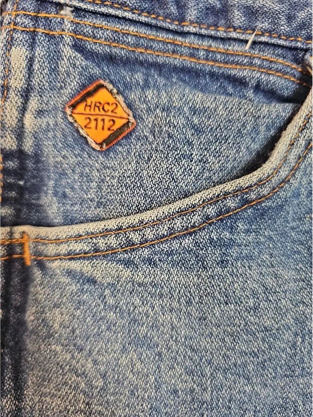Wrangler 13 Original Fit Flame Resistant Straight Mid Wash Jeans Workwear 38X32